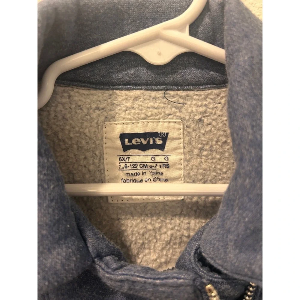 Levis Girls Blue Heather Sherpa Lined Moto Jacket‎ Full Zip Size 6X/7